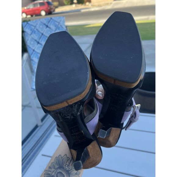 Prada Suede Color Block Put Out Heeled Sandals - Size 36.5/ US 5.5 - Multic - Picture 9 of 10